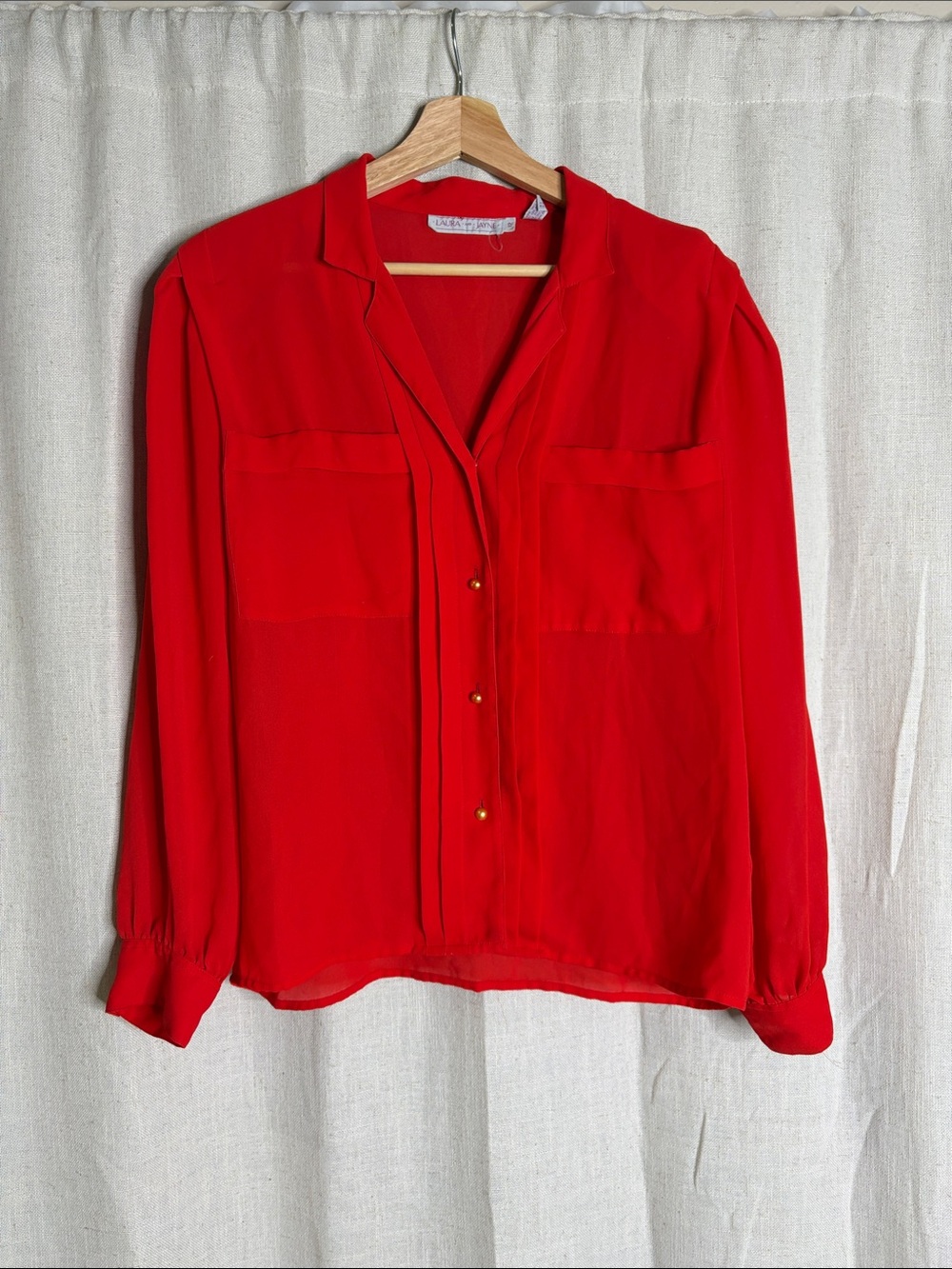 Women’s Red Button-Front Blouse